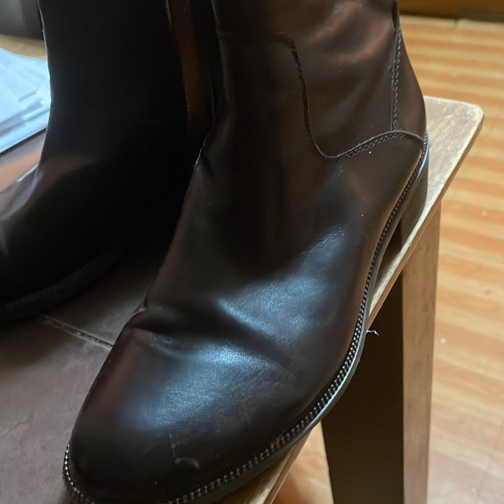 Brown leather boots